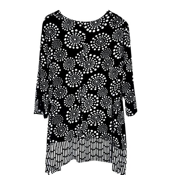 Soft Surroundings Batik Polka Dot Asymmetrical Pockets Tunic Top, Sz L - Picture 2 of 8